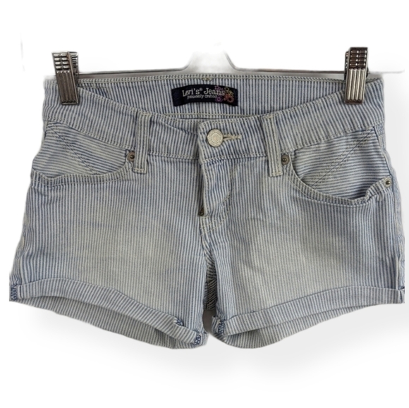 Levi's Cuffed Pin Stipe Jean Shorts Sz 0 - Picture 1 of 6